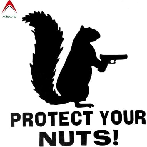 Aliauto Protect Your Nuts Squirrel Police Army Navy Marines Car Stickers Creative Reflective Decals PVC Black Silver,12cm*12cm