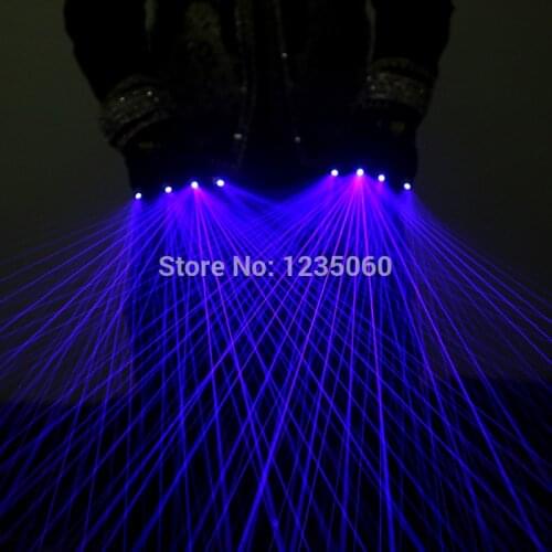 Free Shipping Blue Laser Gloves Bar Nightclub Stage Performance Props Concert Festival LED Luminous Gloves