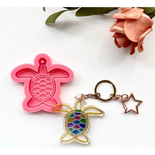 Shiny Glossy Diy Tortoise Making Keychain Silicone Epoxy Resin Mold DIY Keychain Pendant Jewelry for Valentine Gift Craft