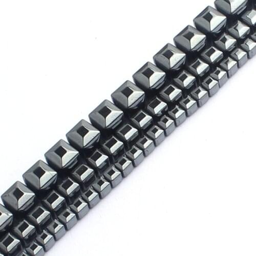Natural Stone Beads Black Hematite Square Loose Beads For Jewelry Making 15inches 3/4/6mm Spacer beads Diy Jewelry