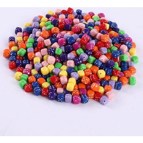 50/100/200pcs Dice Mixed Beads Acrylic Square Beads For Jewelry Making Multicolor Handmade Diy Bracelet Necklace Accessories