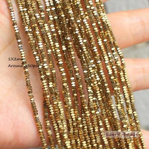 Natural Hematite Plated color Faceted 1X2mm Shining beads 330pcs ,For DIYJewelry making! Mixed wholesale for all items