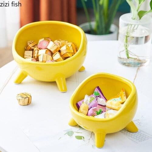 Four Corner Storage Ornaments Tabletop Fruit Plate Stationery Organizer Box Ceramic Crafts Home Decoration Accessories Modern