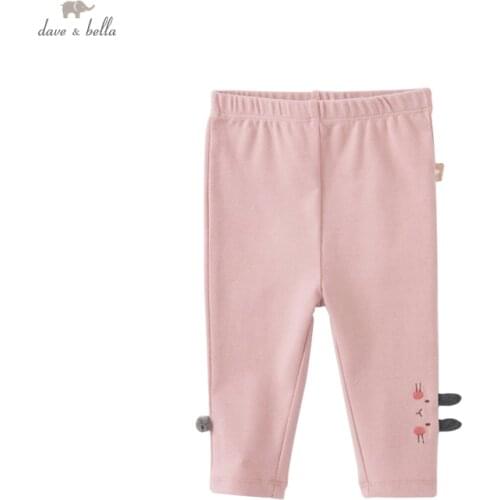 DBM18290 dave bella autumn baby girls fashion cartoon pants children full length kids girl pants infant toddler trousers