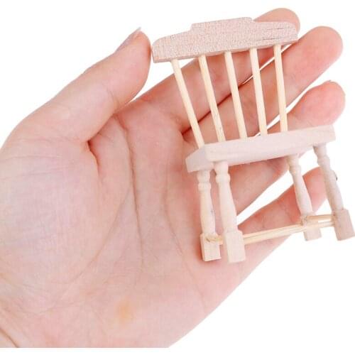 Wooden Dining Chair Stool 1:12 Dollhouse Miniature Doll Furniture Chic Brown Toys for Baby