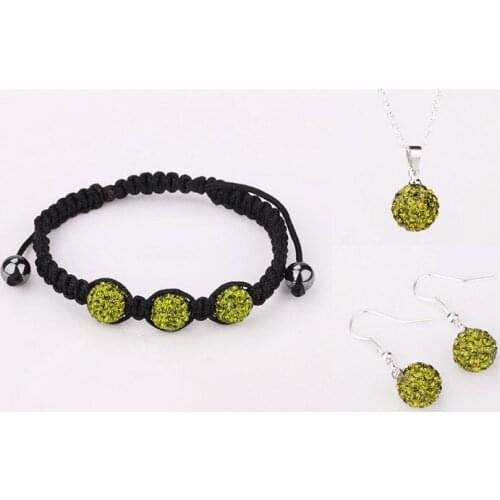 Hdfh34ng 10mm 5Pcs/Lot Micro Pave Disco Ball crystal Set BER Bracelets+Earring+Necklace Wholesale