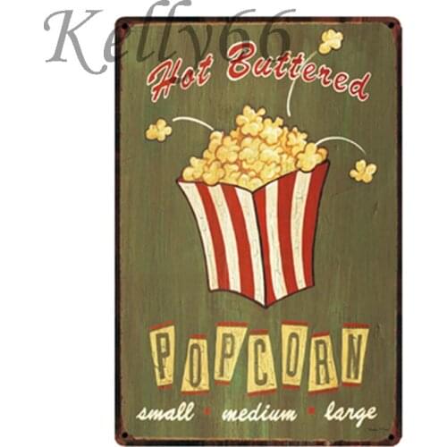 [ Kelly66 ] Movie Time Popcorn Buttery Fresh Metal Sign Tin Poster Home Decor Bar Wall Art Painting 20*30 CM Size y-1914