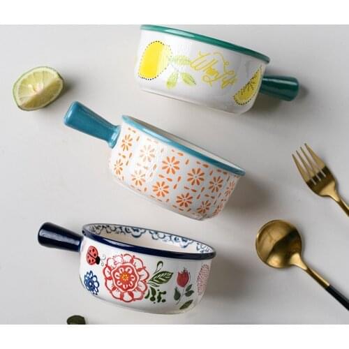 ANTOWALL Hand-painted Salad Bowl Home Restaurant Ceramic Tableware Carter Baking Bowl Plate