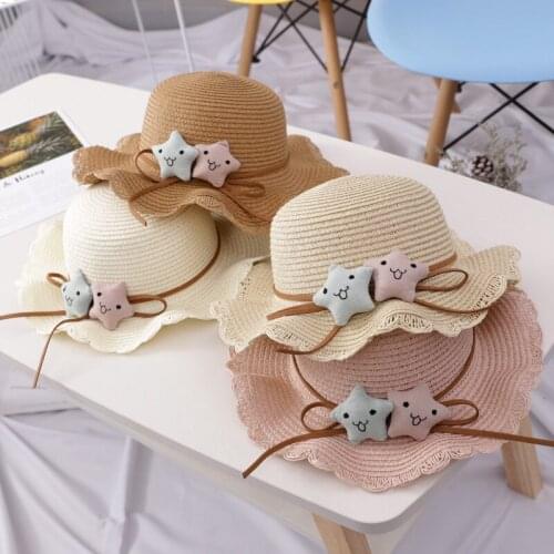 2020 New Arrival Star Summer Straw Hat kids Beach Hat For Girls Boys Outdoor Sun Hats For Child panama caps gorros