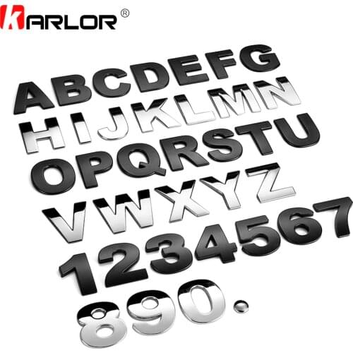 45mm 3D Metal DIY Letters Alphabet Emblem Chrome Car Stickers Digital Badge Automobiles Logo Car Accessories Motorcycle sticker