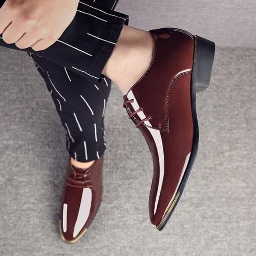 Men Shoes High Quality Patent Leather Men Shoes Men Wedding Oxford Shoes Office Suit MenS Casual Shoes Man Dress Shoes