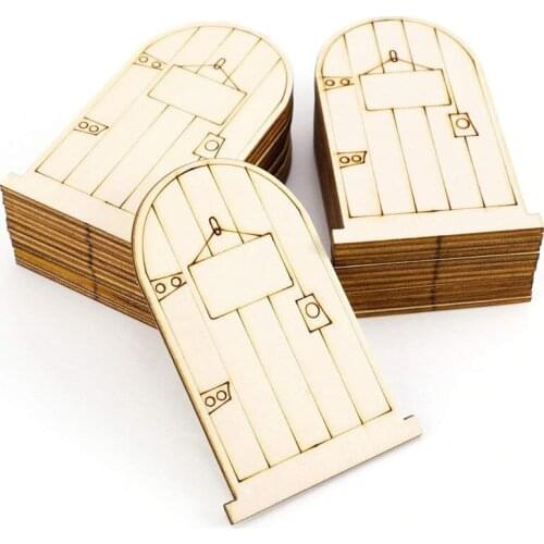 Set of 25 Laser-Cut wooden fairy faerie elf doors unpainted with plaque