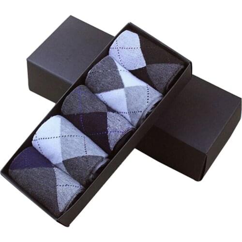 5 Pairs Socks Men Classic Boxed Autumn Winter Man Thick Tube Fashion Durable Cotton Sock Meias Absorbent Sweater Gift Man Socks