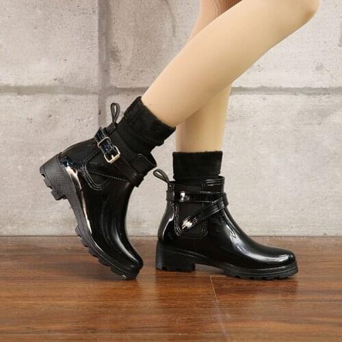 Comemore Women Pvc Rain Boots Ankle Waterproof Shoes Water Shoes Female Botas Rubber Short Rainboots Casual Winter Boots 2021 41