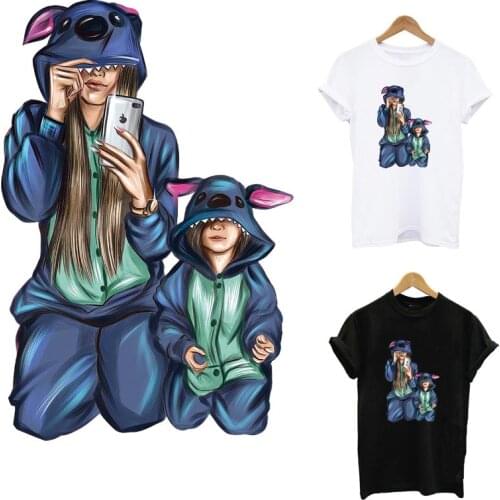 Mom&Girl Patches On Clothes Print-On T-Shirt Hoodies Cartoon To baby Iron-On Transfer For Clothing Applique Accessory Patch