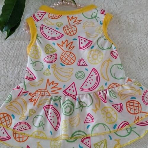 Fruit Print Dog Clothes for Small Dogs Cats Summer Cute Dog Dresses for Chihuahua Thin Princess Dress for Dogs Pet Clothing