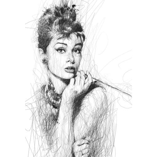 Audrey Hepburn Vice Low Sketch Art Retro Vintage Kraft Poster Canvas DIY Wall Sticker Home Bar Posters Decoration Gift