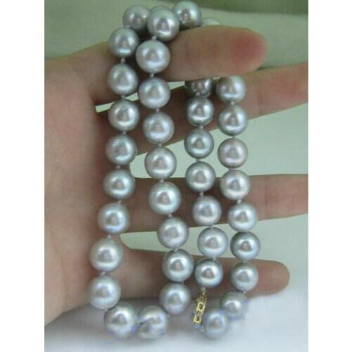HUGE BEAUTIFUL 18" AAA 11-12MM SOUTH SEA NATURAL GRAY PEARL NECKLACE