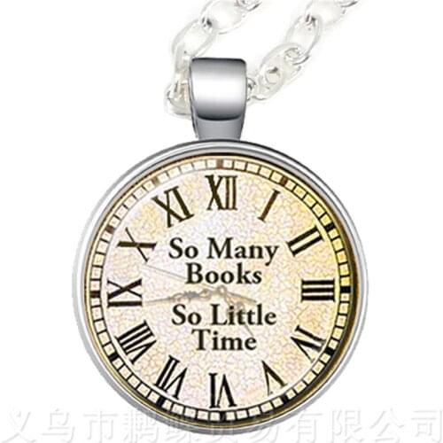 So Many Books So Little Time Round Glass Cabochon Necklace Best Gift For Best Friends Sweater chain