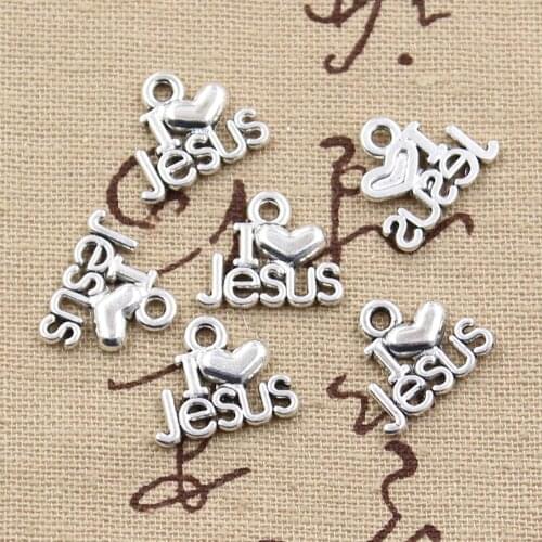 15pcs Charms I Love Jesus 15x13mm Antique Making Pendant fit,Vintage Tibetan Bronze Silver color,DIY Handmade Jewelry