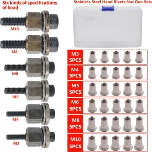 Hand Rivet Nut Gun Head Nuts Simple Installation Manual Riveter Rivnut Tool Accessory For Nuts M3 M4 M5 M6 M8 M10