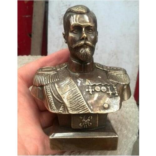 Russian Tsar NICHOLAS II bust The tsar bust statue 5" H bronze statue Crafts Home Furnishing Arts pure copper