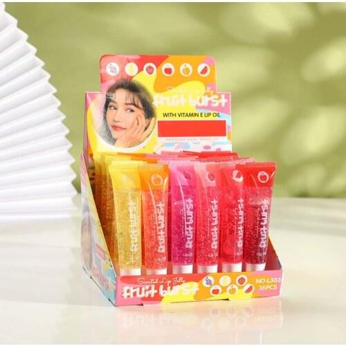 Scented Fruit Burst Lip Gloss Moisturzer Hydrating Lip Plumping Oil Cosmetics Vitamin E Lips Stain 360Pcs=10 Boxes DHL Free