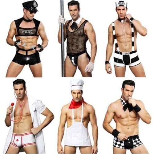 Sexy Police Costume Latex Mesh Sexy Lingerie Hot Erotic Cop Uniform Police Role Play Sex Clothes For Adult Men policeman costume