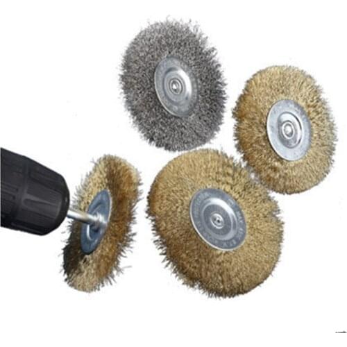 Grinding Deburring Tools Flat Stainless Steel Wire Brush Diameter 75mm With 6mm Shaft
