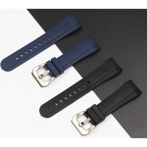 Top quality Blue Black 24mm Silicone watchband For Graham strap Racing Bent Watch band Rubber Bracelet pin steel buckle logo on
