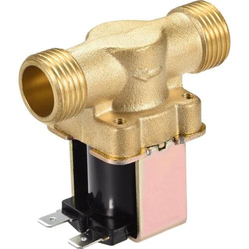 Uxcell G1/2 Brass Water Electric Solenoid Valve Normally Closed N/C Pressure Water Inlet Flow Switch Electric Magnetic Valve