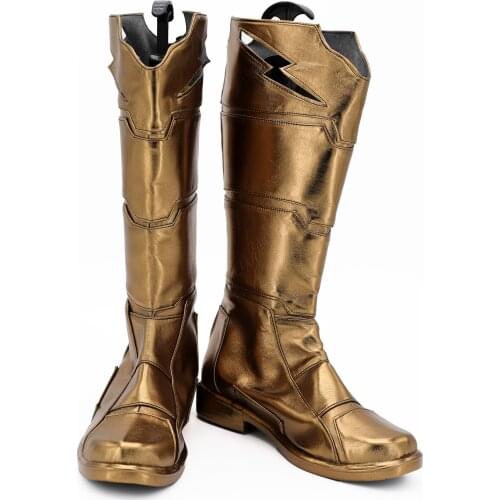 Movie Captain Billy Batson Mary Batson Boots Superhero Party Golden Flat High Boots Only Shoes