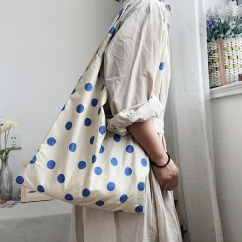 Vintage Wave Point Women Shoulder Bag Large Capacity Female Casual Tote Eco Shopping Bags Retro Design Ladies Purse Handbags