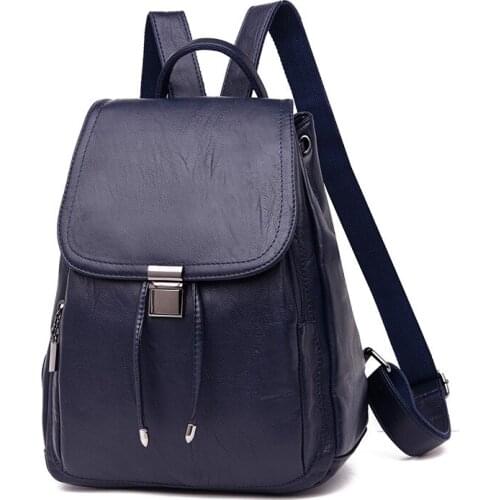 WOMENS Bag New Style Soft Leather Backpack Womens Korean-style Fashion Casual Student School Bag WOMENS Versatile Travel