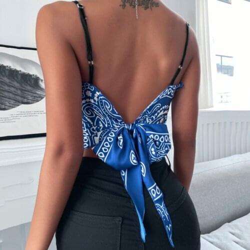 Satin Backless Bowknot Tank Tops Summer Fashion Women Casual Streetwear Sexy Vintage Irregular Hem Female Tanks Shirts Camiseta