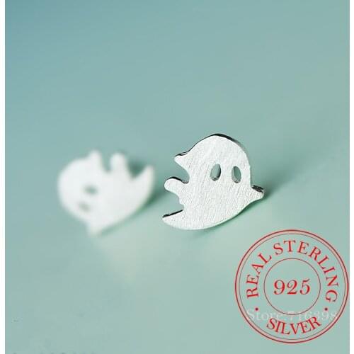 925 Solid Sterling Silver Flying Ghost Stud Earrings Creative Halloween Gift Earrings Women Fairy Tale Jewelry gifts B046