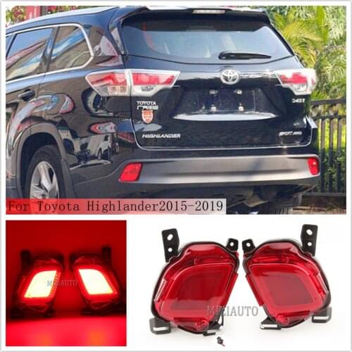 1Pair Reflector LED Rear Bumper Light Fog Lamp For Toyota Highlander 2015 2016 2017 2018 2019 Fog Lamp Brake Car Accessories