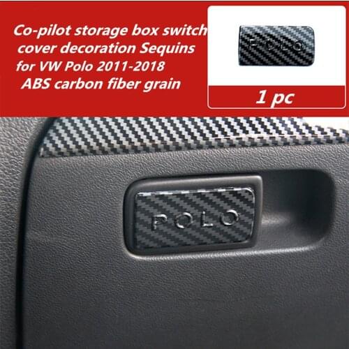 1pc Car stickers ABS carbon fiber grain Co-pilot storage box switch cover decoration Sequins for 2011-2017 Volkswagen VW POLO