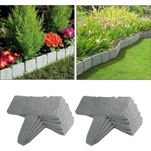 10pcs Dark Grey Lawn Garden Border Stone-Style Hammer Grass Edging Trellis