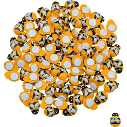 100pcs/Bag Yellow Colorful Wooden Mini Bee DIY Scrapbooking Sticker Scatters For Birthday Wedding Easter Decorations Wall Decor