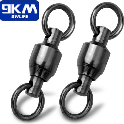 Black Ball Bearing Swivel of Fishing Swivel Solid Rings Stainless Steel Snap #0-#10 Heavy Duty Use Freshwater Saltwater Fishing