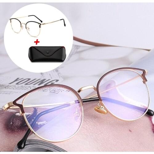 2Pcs/lot Women Blue Light Blocking Computer Glasses with Box Anti Blue Rays Eyeglasses Female Plain Mirror Glasses Frame Eyewear