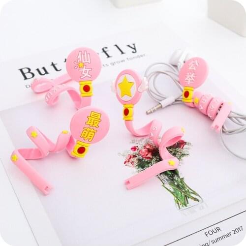 3Pcs/lot Cartoon Cute headphone cable winder usb data cable finishing storage protector,charger cable organizer retention clips