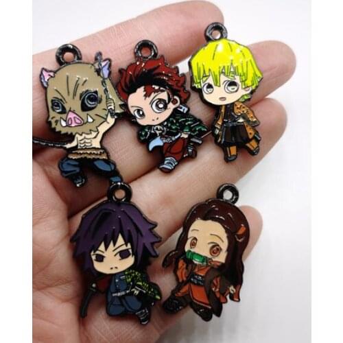 New 30 Pcs Anime Kimetsu no Yaiba Mixed Charm Pendants DIY Jewelry Making A39