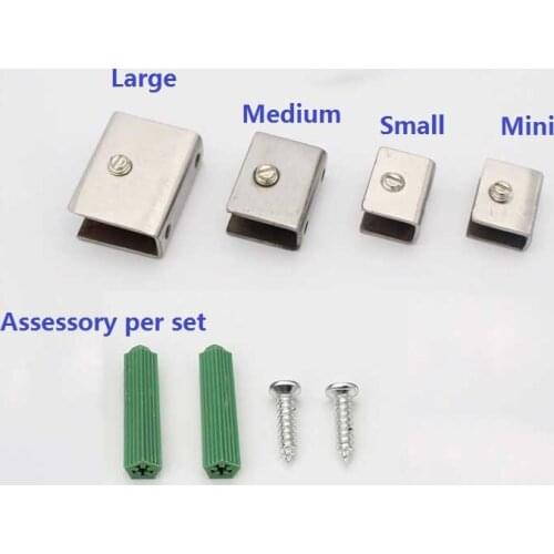 4PCS/LOT Square Design Stainless Steel 4-7MM/7-9mm/10-12mm/11-13mm Glass Shelf Brackets Clamps Clips Support With Screws