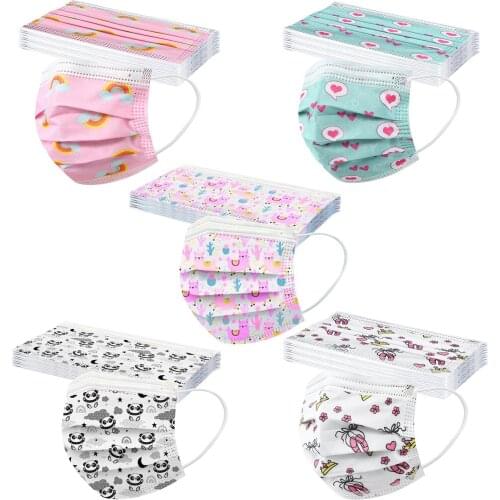 50pc Cute Cartoon Children Face Mask Disposable 3ply Ear Loop Facemask For Face Masque Halloween Cosplay Mascarillas Mask Masque