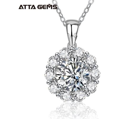 ATTAGEMS 2 Carat D Color Twinkle Moissanite Diamond Pendant Necklaces For Women 925 Sterling Silver Wedding Party Fine Jewelry