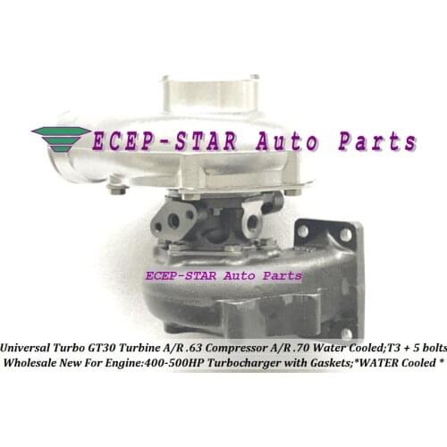 Free Ship Universal Turbo Water Cooled Turbocharger GT30 Turbine A/R .63 Compressor A/R .70 inlet T3 outlet 5 bolts 400HP-500HP