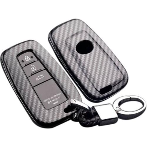 For Toyota Camry Corolla CHR Prado RAV4 Prius 2018 2019 Carbon Fiber Car Remote Key Case Fob Cover Accessories