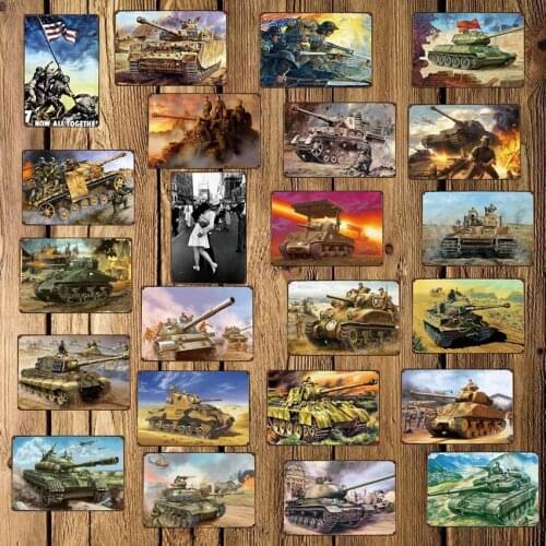 [ DecorMan ] Goodby war Classic Kiss Tank Military Tin Signs Custom wholesale Metal Paintings Bar PUB Decor DD-1690